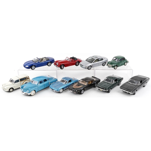 1612 - Ten 1:18 scale diecast vehicles including Minichamps Morris Minor Tourer, Minichamps Morris Minor Sa... 