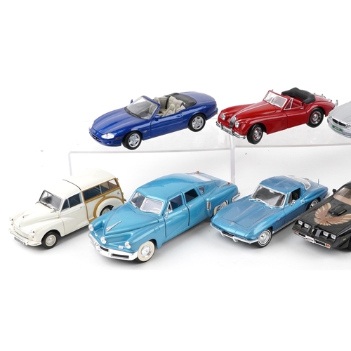 1612 - Ten 1:18 scale diecast vehicles including Minichamps Morris Minor Tourer, Minichamps Morris Minor Sa... 