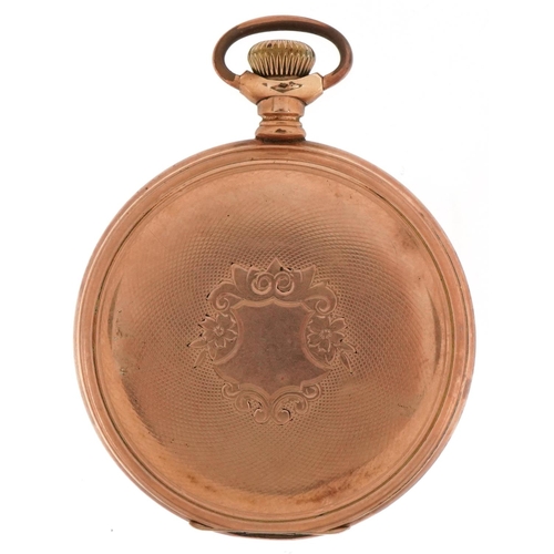 2157 - Waltham, gentlemen's gold plated keyless full hunter pocket watch having enamelled and subsidiary di... 