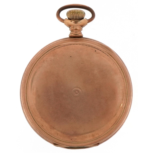 2157 - Waltham, gentlemen's gold plated keyless full hunter pocket watch having enamelled and subsidiary di... 