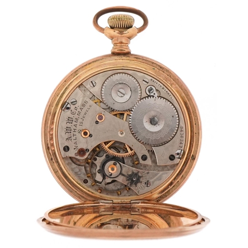 2157 - Waltham, gentlemen's gold plated keyless full hunter pocket watch having enamelled and subsidiary di... 