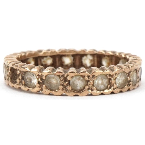 2432 - Unmarked gold clear stone eternity ring, size L, 2.5g