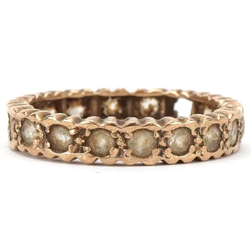 2432 - Unmarked gold clear stone eternity ring, size L, 2.5g