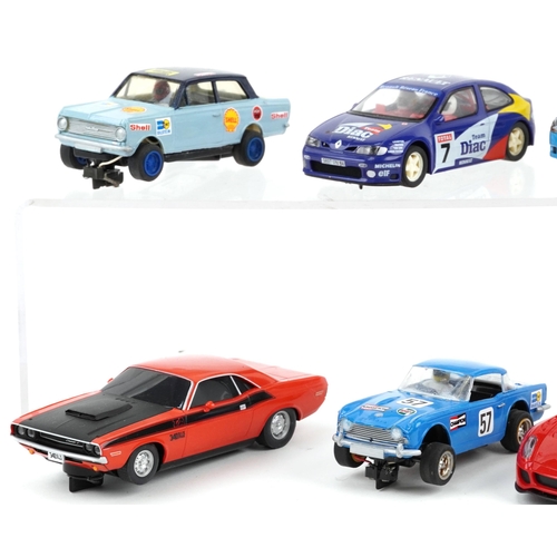 1587 - Ten vintage and later Scalextric and Hornby slot cars