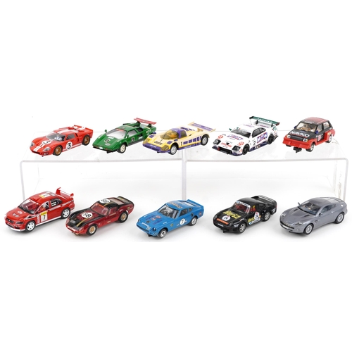 1581 - Ten vintage and later slot cars including Scalextric, Hornby and Carrera Evolution