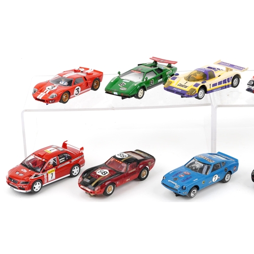 1581 - Ten vintage and later slot cars including Scalextric, Hornby and Carrera Evolution