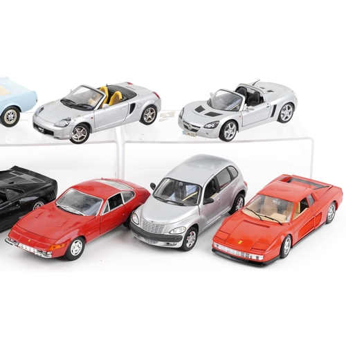 1615 - Ten 1:18 scale diecast vehicles including Universal Hobbies Mustang 94, Onso Ford Thunderbird 1963 a... 