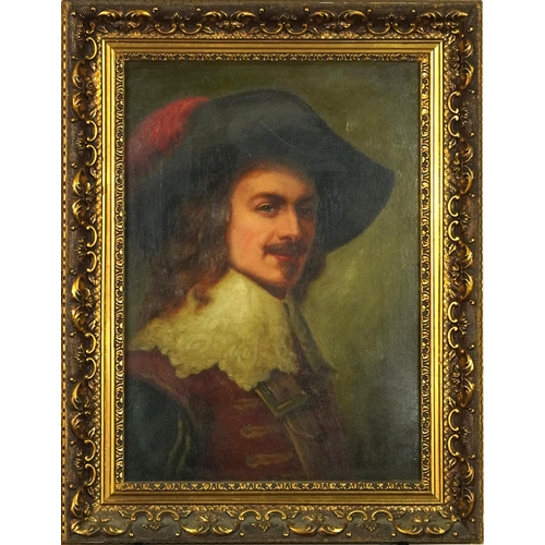50 - Charles Beatson - A Royalist, oil on wood panel, mounted in a gilt frame, 35cm x 25cm excluding the ... 