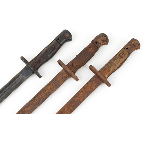 1812 - Three military interest World War I bayonets, the largest 57cm in length