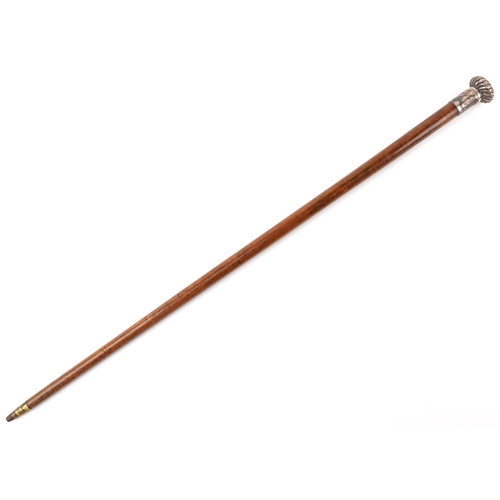 359 - A & J Zimmerman Ltd, Victorian hardwood silver topped walking stick, A & J Z Birmingham 1889, 77cm i... 