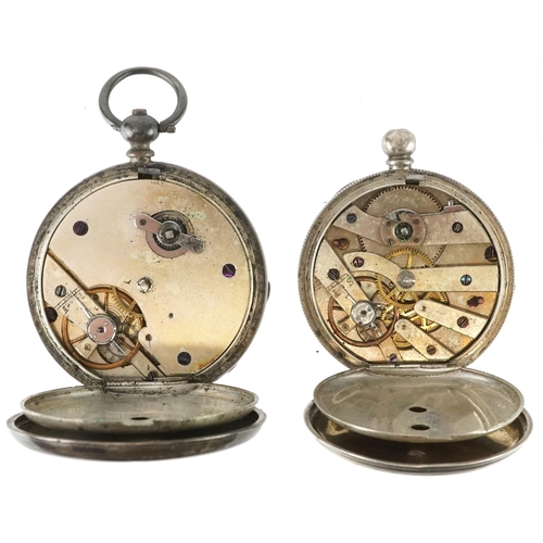 2691 - Silver and white metal jewellery comprising two ladies open face pocket watches, white metal watch c... 