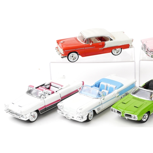 1613 - Nine 1:18 scale diecast vehicles including Ertl Chevrolet Bel Air, Road Signature 1959 Buick Electra... 