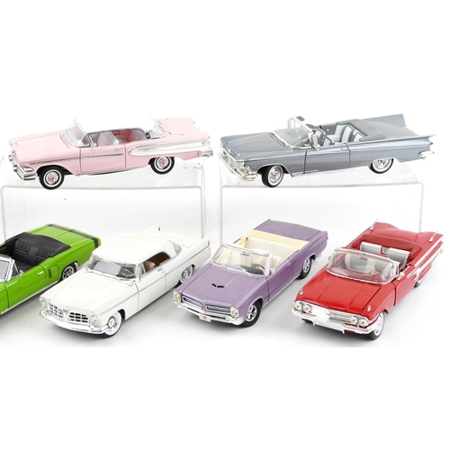 1613 - Nine 1:18 scale diecast vehicles including Ertl Chevrolet Bel Air, Road Signature 1959 Buick Electra... 