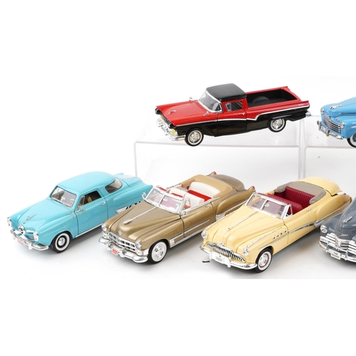 1626 - Ten 1:18 scale diecast vehicles including Road Legends 1957 Ford Ranchero, Signature Series 1946 For... 