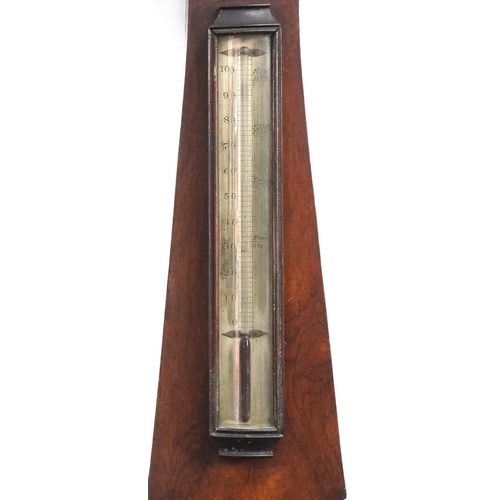 62A - 19th century rosewood wall barometer thermometer with silvered dials, one inscribed Burt Court C, 10... 