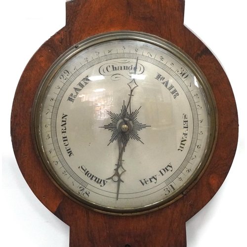 62A - 19th century rosewood wall barometer thermometer with silvered dials, one inscribed Burt Court C, 10... 