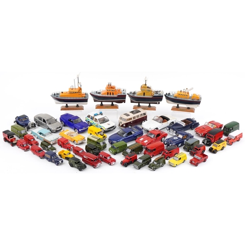 1605 - Large collection of vintage and later diecast vehicles and scratch built model lifeboats including D... 