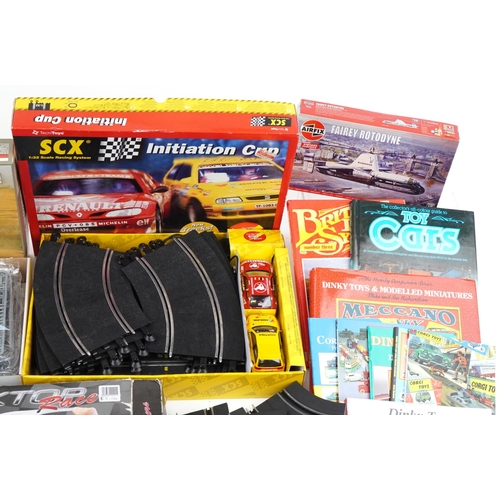 1685 - Vintage and later model kits, slot car racing tracks and toy collector's guides including SCX 1:32 s... 