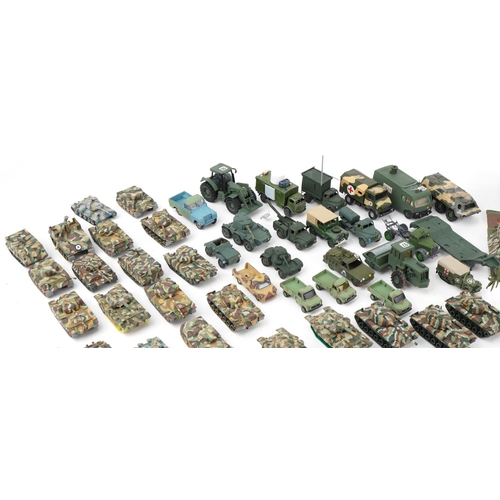 1698 - Large collection of vintage and later army vehicles, some diecast, including Dinky, Corgi and Airfix