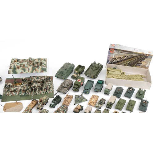 1698 - Large collection of vintage and later army vehicles, some diecast, including Dinky, Corgi and Airfix