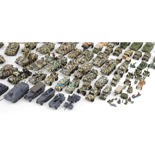 1698 - Large collection of vintage and later army vehicles, some diecast, including Dinky, Corgi and Airfix