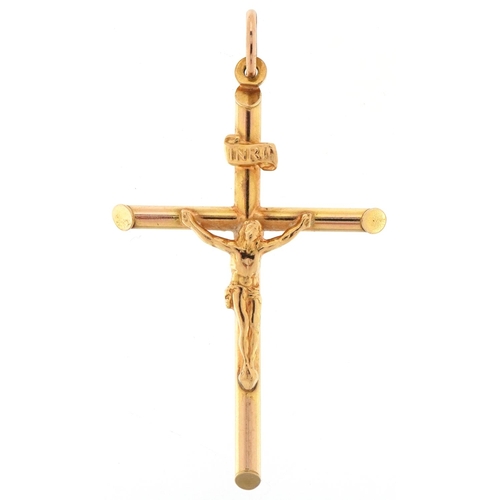 2095 - Unoarre, Italian 9ct gold crucifix pendant, 5.5cm high, 2.3g