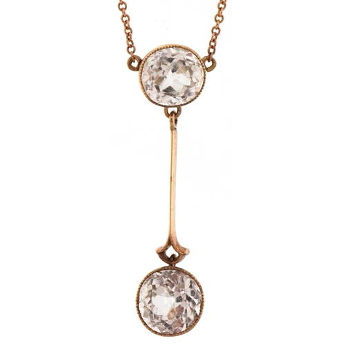 2342 - 9ct gold white sapphire necklace, 40cm in length, 3.6g