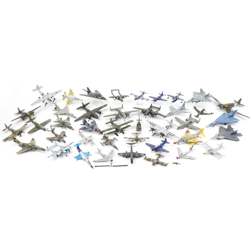 1608 - Collection of scratch built model military aircraft, the largest 40cm wide