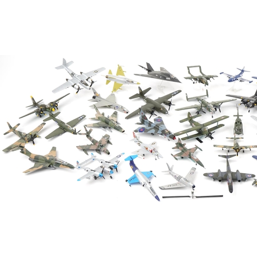 1608 - Collection of scratch built model military aircraft, the largest 40cm wide