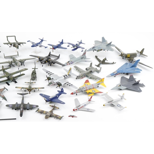 1608 - Collection of scratch built model military aircraft, the largest 40cm wide