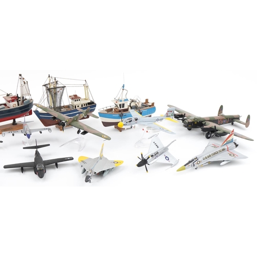 1609 - Collection of scratch built model military aircraft and model boats