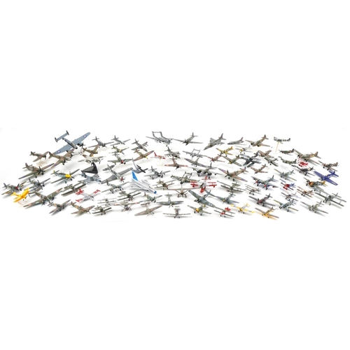 1604 - Collection of scratch built model military aircraft, the largest 30cm wide