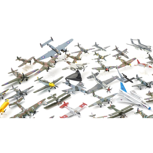 1604 - Collection of scratch built model military aircraft, the largest 30cm wide