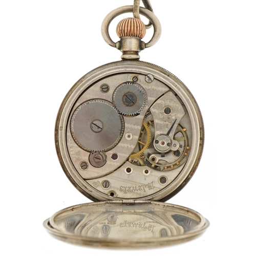 2483 - George V gentlemen's silver open face keyless pocket watch having enamelled and subsidiary dials wit... 