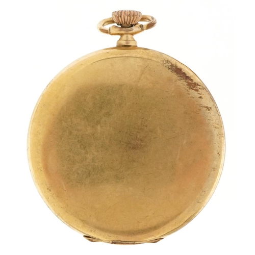 2143 - Sackville, Art Deco gold plated open face keyless pocket watch having silvered and subsidiary dials ... 