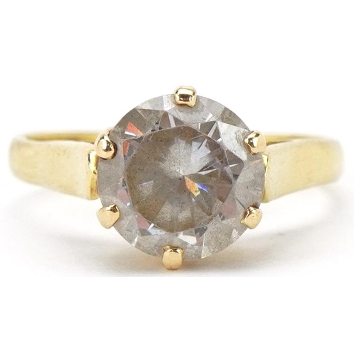 2260 - 18ct gold clear stone solitaire ring, the stone approximately 8.50mm in diameter, size M, 3.8g