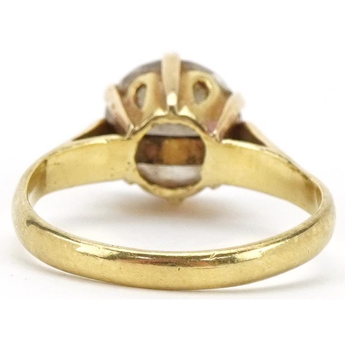 2260 - 18ct gold clear stone solitaire ring, the stone approximately 8.50mm in diameter, size M, 3.8g