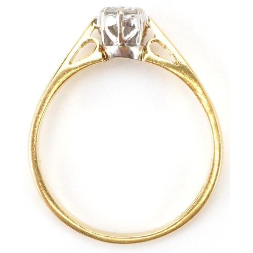 2107 - 18ct gold diamond solitaire ring, the diamond approximately 0.20 carat, size N, 2.4g