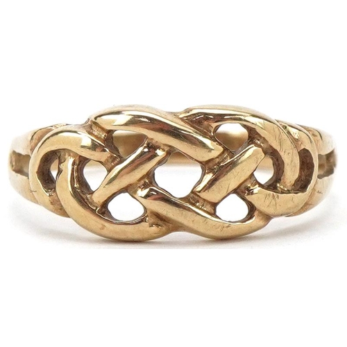 2274 - 9ct gold Celtic design ring, size N, 1.6g