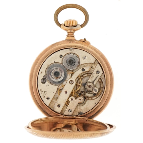 2410 - Art Deco style gentlemen's gold plated open face keyless pocket watch having silvered and subsidiary... 