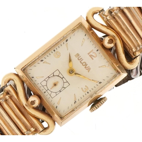 2708 - Bulova, ladies gold plated and stainless steel manual wind wristwatch with box having subsidiary dia... 