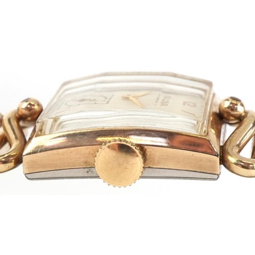 2708 - Bulova, ladies gold plated and stainless steel manual wind wristwatch with box having subsidiary dia... 