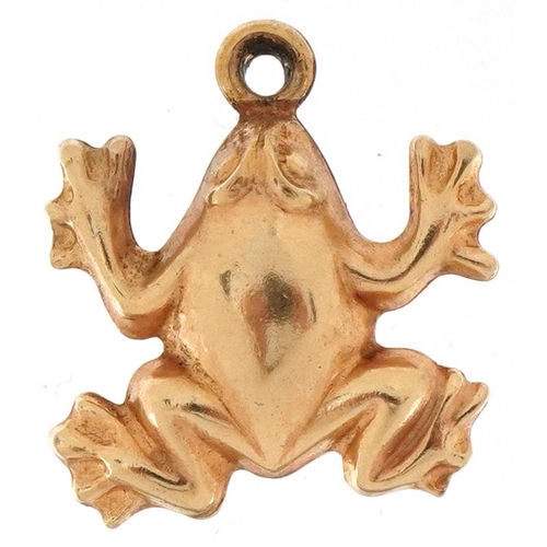 2205 - Yellow metal charm in the form of a frog, 1.6cm high, 0.7g