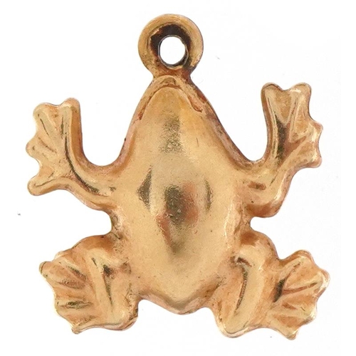 2205 - Yellow metal charm in the form of a frog, 1.6cm high, 0.7g