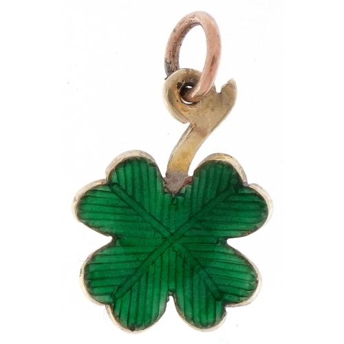 2434 - 9ct gold and enamel charm in the form of a four leaf clover, 1.5cm high, 0.9g