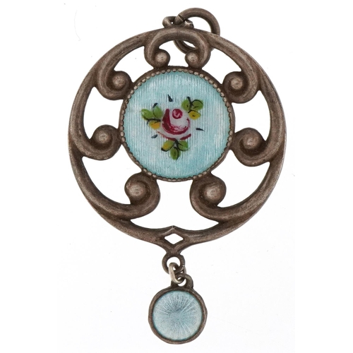 2042 - Charles Horner, Art Nouveau sterling silver and enamel pendant, 3.5cm high, 2.9g