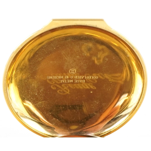 2014 - Gentlemen's gold plated Reuge Music open face pocket watch with box numbered 2443, 56mm in diameter