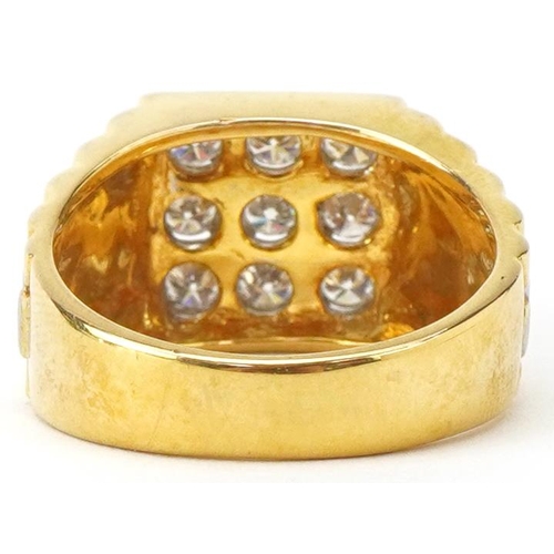 2293 - 9ct two tone gold diamond square cluster ring with certificate, total diamond weight approximately 1... 