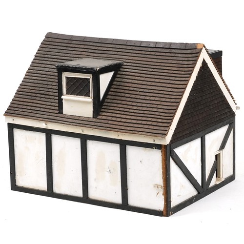 1509 - Georgian style hand built wooden dolls house, 53cm H x 63cm W x 55cm D