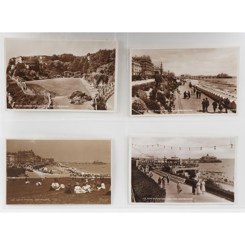 677 - Edwardian and later Eastbourne and related postcards arranged in an album including Grand Parade, Th... 